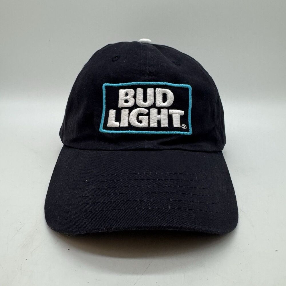 Bud Light Beer Baseball Cap Black Twill Snapback Hat Embroidered Logo Trucker